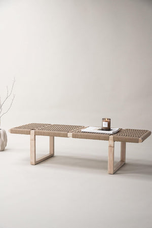 Ängön Light Natural Bench | Rope Seat with Nordic Steel Frame