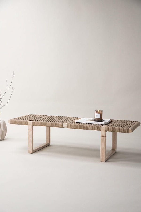 Ängön Light Natural Bench | Rope Seat with Nordic Steel Frame
