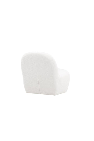 Mahla Lounge Chair – White Bouclé Fabric – Modern Accent Chair with Sculpted Base – Mmilo