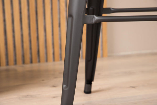 Tempe Bar Chair Set of 4 – Dark Grey Steel – Modern Industrial Design – High Kitchen Stools