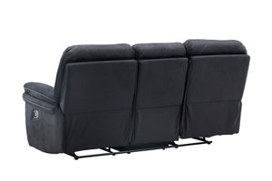 Saranda 3-Seater Recliner Sofa – Black Microfiber – Adjustable Outer Seats – Mmilo