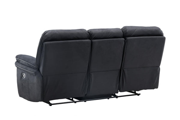 Saranda 3-Seater Recliner Sofa – Black Microfiber – Adjustable Outer Seats – Mmilo