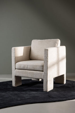 Ragusa White Armchair | Bouclé Upholstery with Nordic Design & Removable Cushions