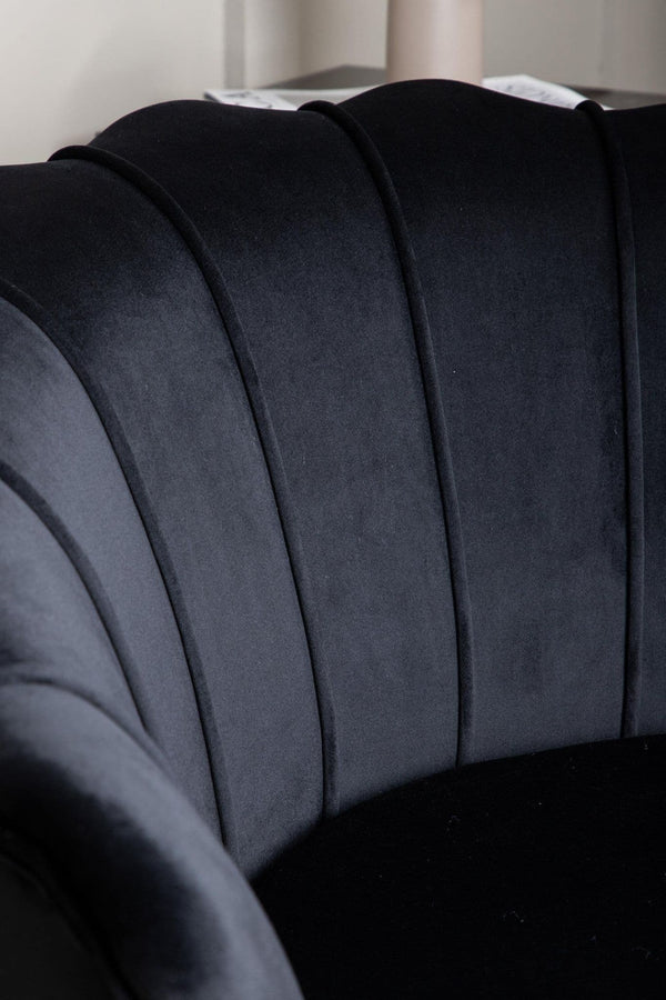 Calais Dark Grey Armchair | Velvet Upholstery with Modern Decorative Design & Metal Legs