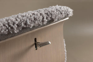 Hagön Lounge Chair with Footstool – Grey Fur Fabric – Adjustable Backrest – Nordic Modern Design