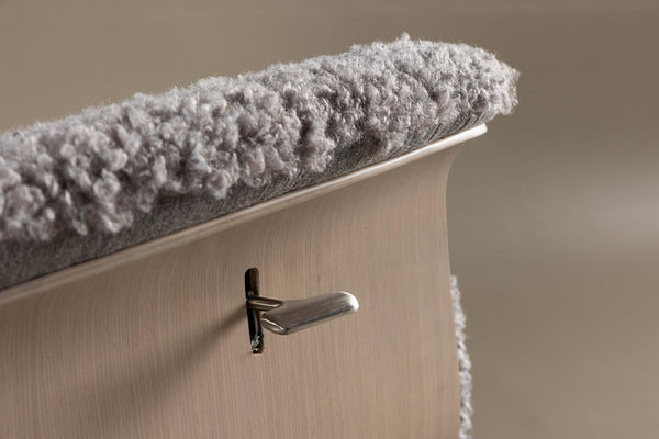 Hagön Lounge Chair with Footstool – Grey Fur Fabric – Adjustable Backrest – Nordic Modern Design