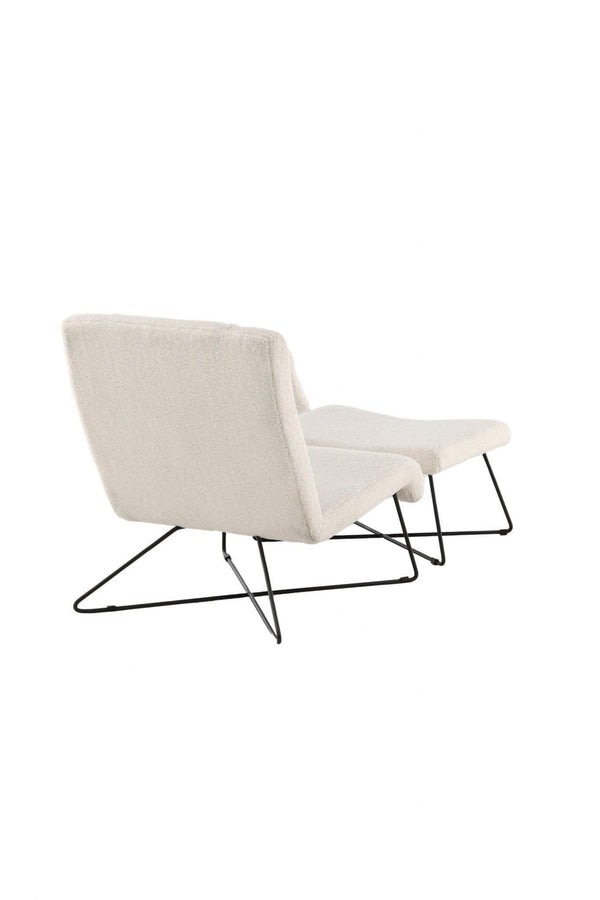 Laconia Lounge Chair with Footstool – White Bouclé Fabric – Modern Scandinavian Accent Chair – Mmilo