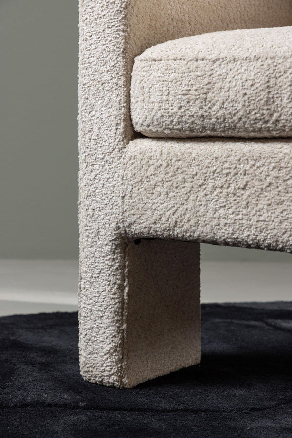 Ragusa White Armchair | Bouclé Upholstery with Nordic Design & Removable Cushions