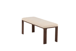 Chester White Bench | Soft Fleece Upholstered Seat with Walnut Wood Legs