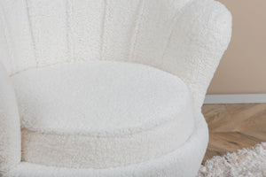 Calais White Armchair | Teddy Upholstery with Modern Design & Metal Legs