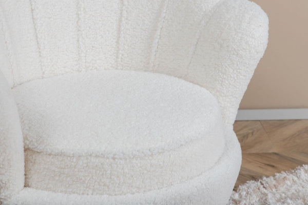 Calais White Armchair | Teddy Upholstery with Modern Design & Metal Legs