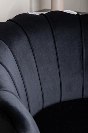 Calais Black Armchair | Velvet Upholstery with Modern Decorative Design & Metal Legs