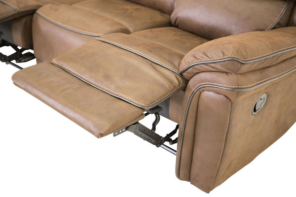 Saranda 3-Seater Recliner Sofa – Brown Microfiber – Adjustable Outer Seats – Mmilo