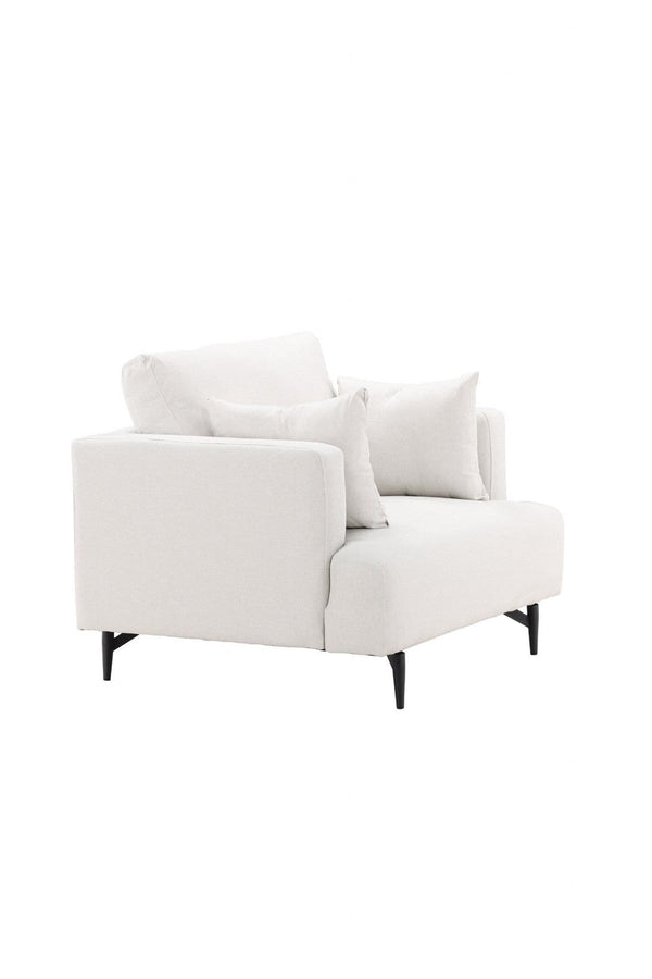 Sofia Beige Armchair | Linen-Blend Upholstery with Nordic Design & Metal Legs