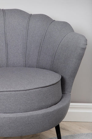 Calais Grey Armchair | Polyester Upholstery with Modern Folded Back & Metal Legs