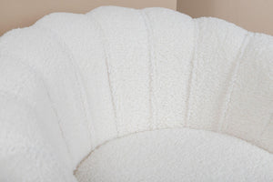 Calais White Armchair | Teddy Upholstery with Modern Design & Metal Legs