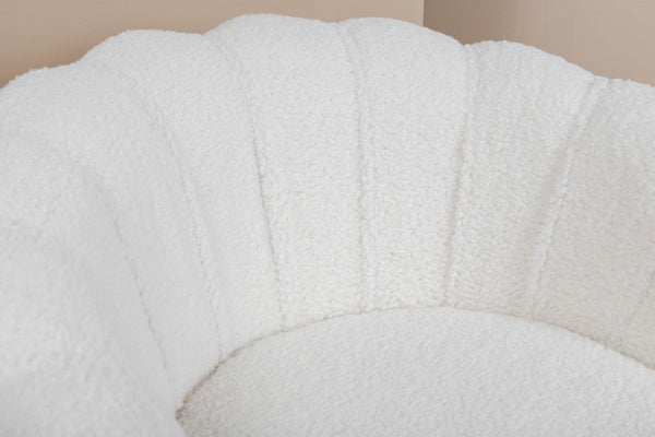 Calais White Armchair | Teddy Upholstery with Modern Design & Metal Legs