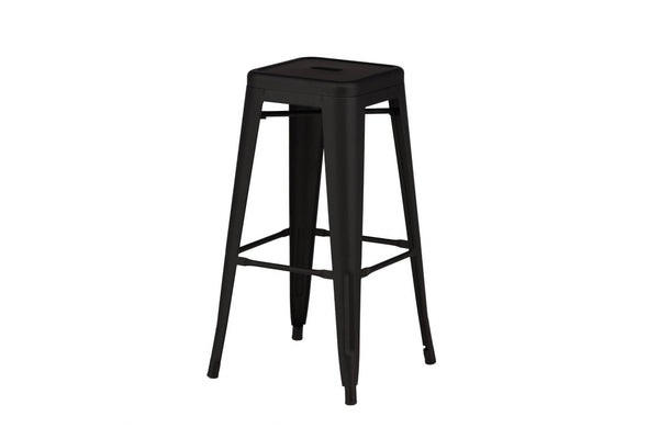 Tempe Bar Chair Set of 4 – Matte Black Steel – Modern Industrial High Stools for Kitchen & Dining