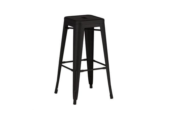 Tempe Bar Chair Set of 4 – Matte Black Steel – Modern Industrial High Stools for Kitchen & Dining