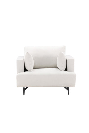 Sofia Beige Armchair | Linen-Blend Upholstery with Nordic Design & Metal Legs