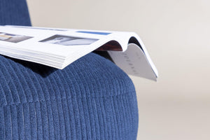 Mahla Lounge Chair – Navy Blue Corduroy – Modern Accent Chair with Sculpted Base – Mmilo