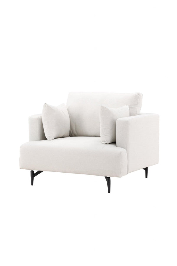 Sofia Beige Armchair | Linen-Blend Upholstery with Nordic Design & Metal Legs