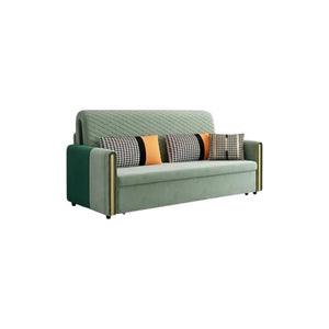 Imelde Two Seater Sofa Bed – Convertible Linen-Look Pull Out Sofa Bed Couch with Metal Frame, Space Saving Sleeper Sofa for Living Room, Guest Room & Small Spaces (Green, Grey, Orange) - Sleek Furniture