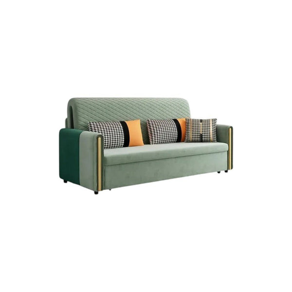 Imelde Two Seater Sofa Bed – Convertible Linen-Look Pull Out Sofa Bed Couch with Metal Frame, Space Saving Sleeper Sofa for Living Room, Guest Room & Small Spaces (Green, Grey, Orange) - Sleek Furniture