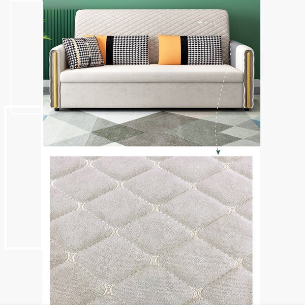 Imelde Two Seater Sofa Bed – Convertible Linen-Look Pull Out Sofa Bed Couch with Metal Frame, Space Saving Sleeper Sofa for Living Room, Guest Room & Small Spaces (Green, Grey, Orange) - Sleek Furniture