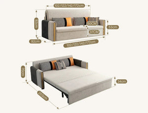Imelde Two Seater Sofa Bed – Convertible Linen-Look Pull Out Sofa Bed Couch with Metal Frame, Space Saving Sleeper Sofa for Living Room, Guest Room & Small Spaces (Green, Grey, Orange) - Sleek Furniture
