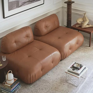 Timmons 4 Seater PU Leather Sofa – Large Modern Sectional Couch with Durable Upholstery, Spacious Contemporary Living Room Seating in Brown or Black - My Store