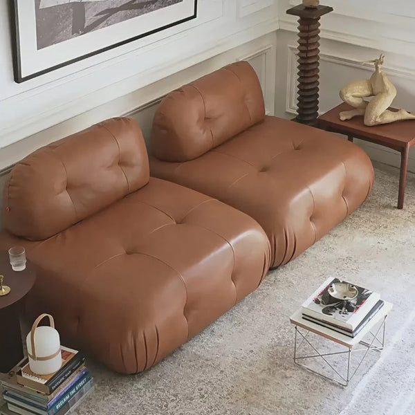 Timmons 3 Seater PU Leather Sofa – Modern Contemporary Couch with Durable Upholstery, Comfortable Living Room Seating in Brown or Black - My Store