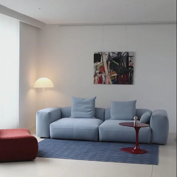Gagnon Modular Sofa – Contemporary Leathaire Two Seater Sofa in Light Blue / Greyish Blue / White – Modern Comfortable Modular Couch for Living Room - My Store