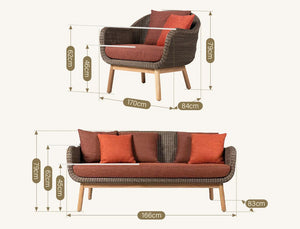Julii Rattan Outdoor Garden Sofa Set – Single & Two Seater Patio Furniture, Modern Woven Rattan Armchair for Garden, Balcony & Outdoor Living Spaces - My Store