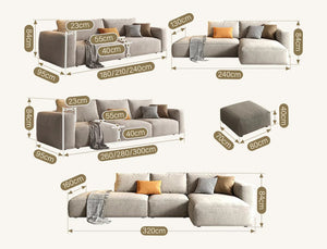 Lionel Three Seater Linen Fabric Sofa | Modern Contemporary 3-Seater Couch with High Density Sponge Cushioning | No Assembly Required Living Room Sofa
