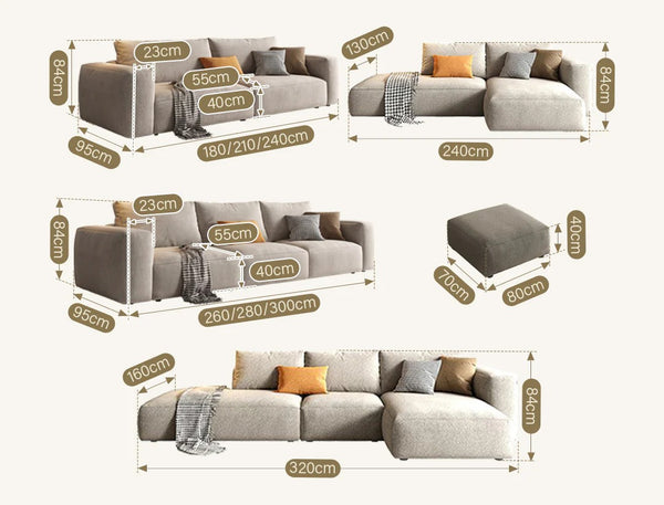 Lionel Three Seater Linen Fabric Sofa | Modern Contemporary 3-Seater Couch with High Density Sponge Cushioning | No Assembly Required Living Room Sofa