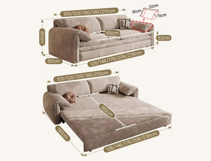 Moore Convertible Sofa Bed with Storage Drawers | Two & Three Seater Modern Sofa Bed for Bedroom & Living Room | Suede Upholstered Sofa Bed with High Density Foam & Steel Frame