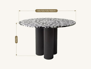 Nelli Modern Round Dining Table, Marble Finish – Contemporary Round Pedestal Dining Table for 4, Elegant White Marble Effect Centrepiece