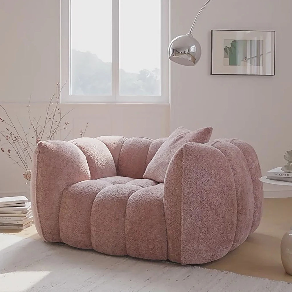 Welton Pumpkin Boucle Armchair – Contemporary Modern Accent Lounge Chair with High-Resilience Cushioning - My Store