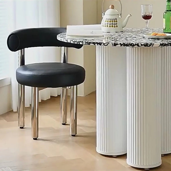 Martinez Small Round Dining Table – Modern Marble Top & Wood Base Round Dining Table (80cm / 90cm / 100cm), Compact Dining Table for 4 – Contemporary Kitchen & Dining Room Furniture
