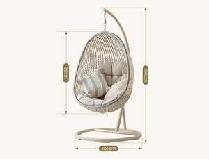 Sutton Garden Rattan Hanging Egg Chair with Stand – Indoor & Outdoor Swing Chair with Cushions, Modern Garden Furniture for Patio, Balcony & Conservatory - My Store