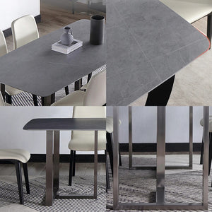 Camden Grey Dining Table – Modern Painted Steel Metal Dining Table for Kitchen, Dining Room & Contemporary Home Spaces