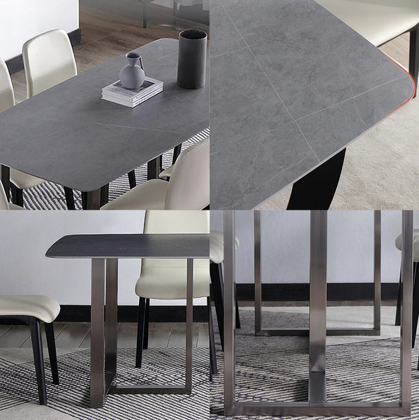 Camden Grey Dining Table – Modern Painted Steel Metal Dining Table for Kitchen, Dining Room & Contemporary Home Spaces