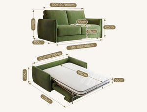 Kaur Two Seater Pull Out Sofa Bed | Modern Convertible Sleeper Sofa | Flannelette Upholstered Frame with High-Density Sponge Mattress | Multi-Size Compact Guest Bed (Multiple Colours)