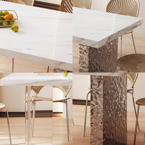 Madison White Sintered Stone Dining Table with Acrylic Base – Modern Luxury Dining Table Centrepiece