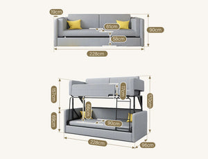 SB142 Two Seater Sofa Bed | Made-to-Order Modern Convertible Sofa Bed for Living Room & Guest Room | Linen Upholstered Steel Frame High Density Sponge Sleeper Sofa (SB142)