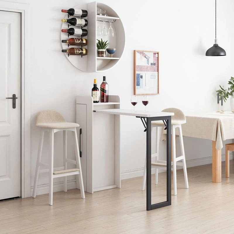 Liz Extendable Bar Table Set with Wine Cabinet – Oak Finish Modern Wooden Kitchen & Dining Furniture Set