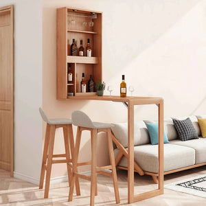 Weilai J51 Wooden Bar Table with Modern Design, Compact High Dining Table for Kitchen, Breakfast Area, Home Bar and Café Use