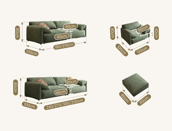 Simon S20 3 Seater Velvet Sofa – Modern Upholstered Living Room Couch | Soft High-Density Sponge Seating | Contemporary Fabric Sofa (Green, Khaki, Mocha, Yellow) 180 cm - My Store