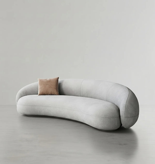 Julep Modern Curved Four Seater Velvet Sofa 220 cm – Contemporary Sculptural Design, Plush High-Density Foam Seating, Elegant Living Room Statement Sofa